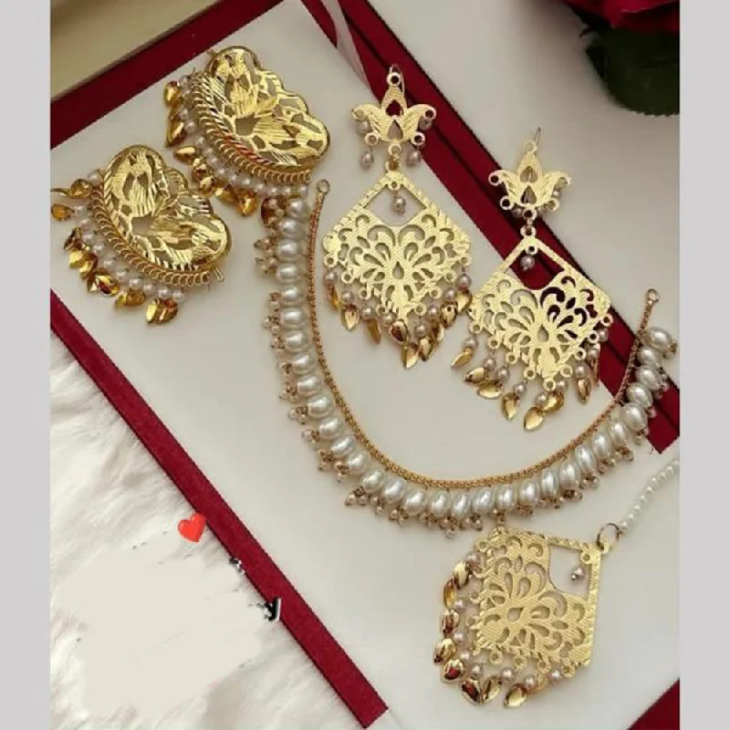 FS Collection Gold Plated Pearl  Necklace Set