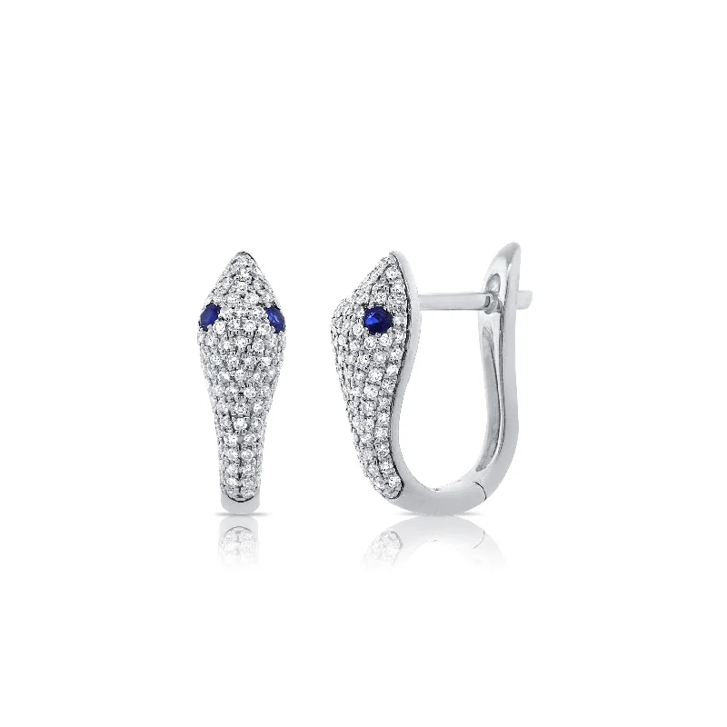 Joelle Snake Hoop Earrings Sapphire & Diamond 14K Gold s Diamond Earrings