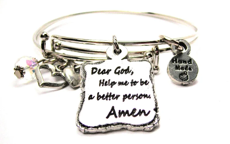 Dear God Help Me To Be A Better Person Amen Expandable Bangle Bracelet Set