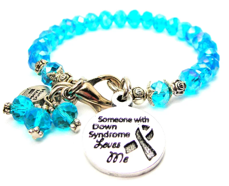 Someone With Down Syndrome Loves Me Splash Of Color Crystal Bracelet