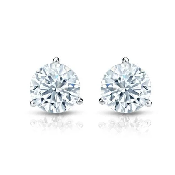 Auriya 18k Gold GIA Certified 4.20 carat TDW 3-Prong Martini Round Diamond Stud Earrings