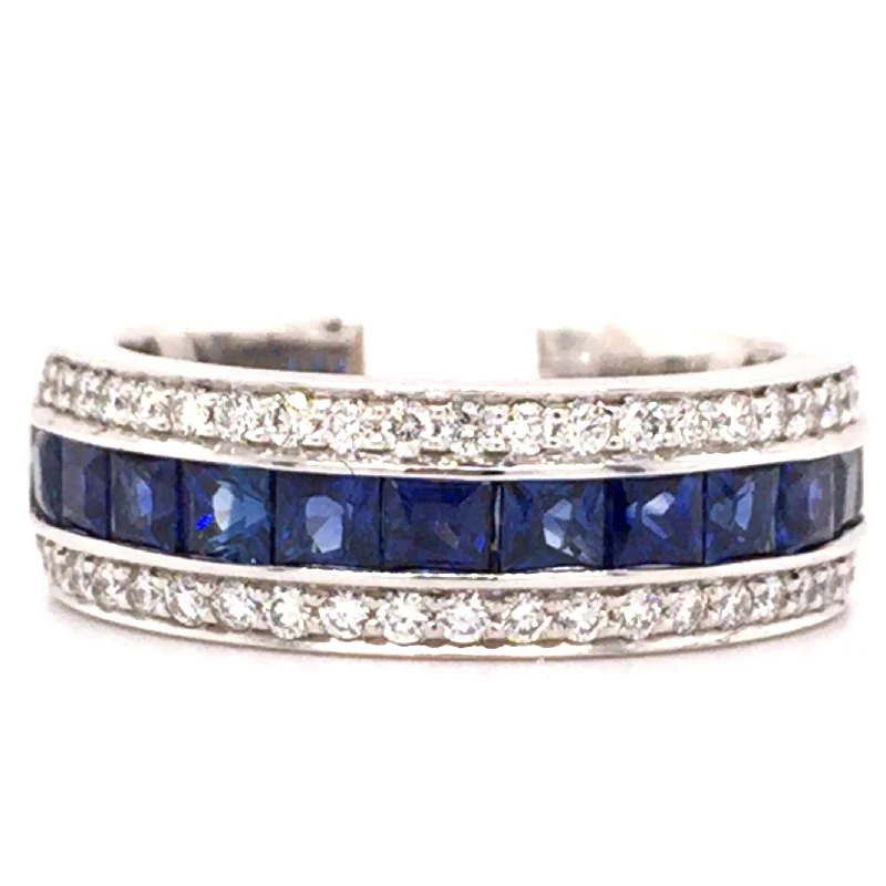 14K White Gold 1.47cttw Sapphire & .39cttw VS GH Diamond Ring