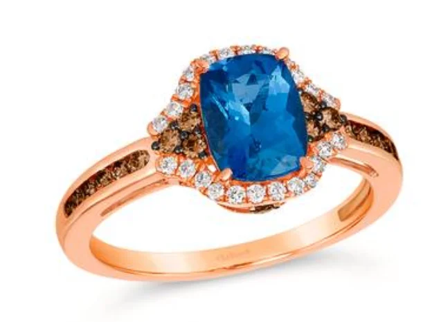 14K Strawberry Gold 1.25ct Blueberry Tanzanite & 0.39cttw Diamond Ring by LeVian