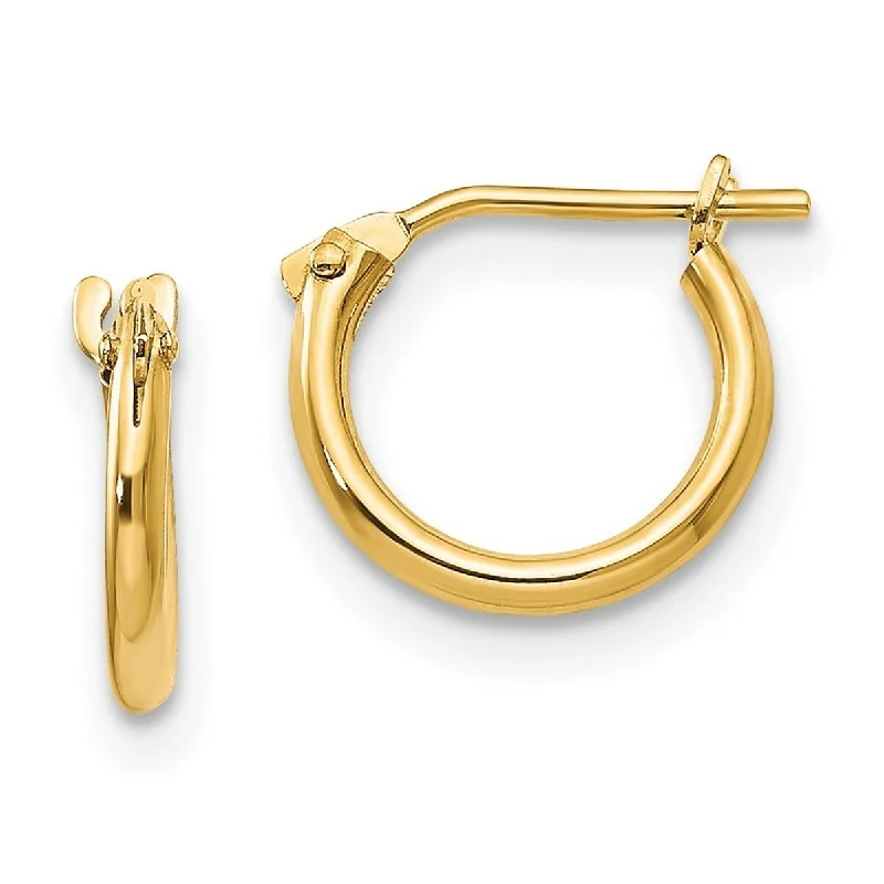 Curata 14k Yellow Gold Girls Small 1.25x8mm Hoop Earrings