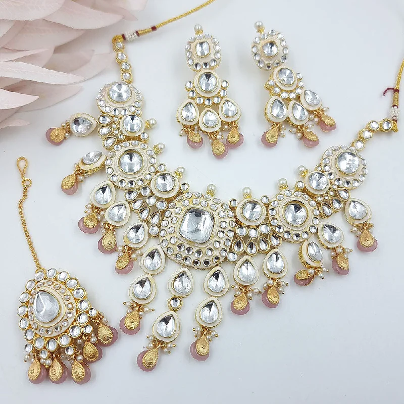 Jcm Gold Plated Kundan Stone Necklace Set