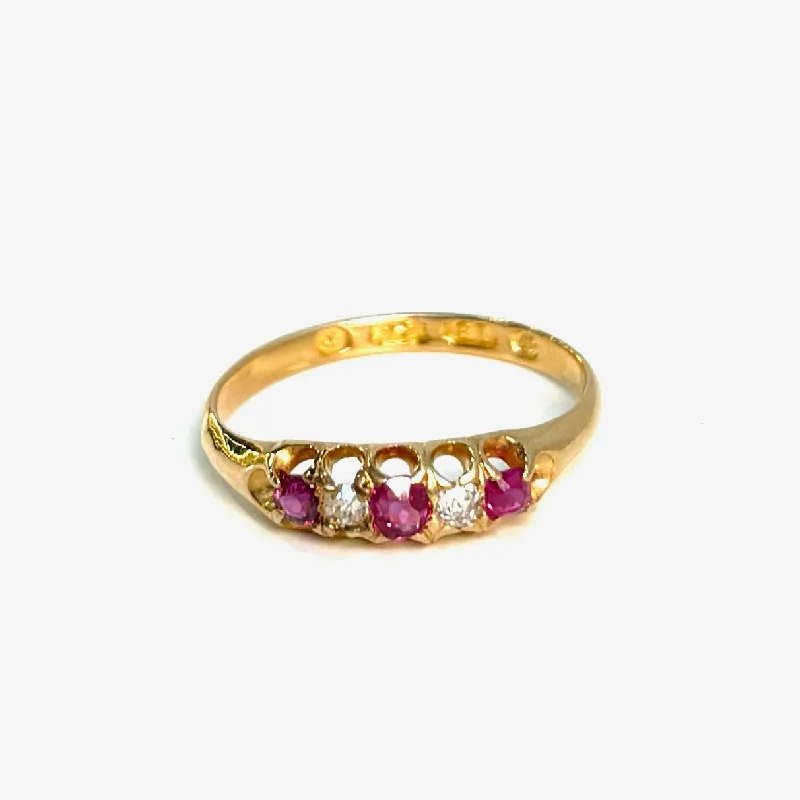 1868 Hallmarked Birmingham Ruby and Diamond Ring