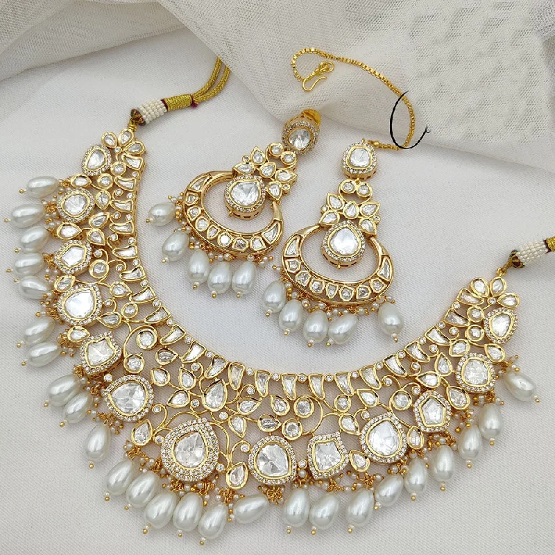 Jewel Addiction Gold Plated Polki Kundan Necklace Set