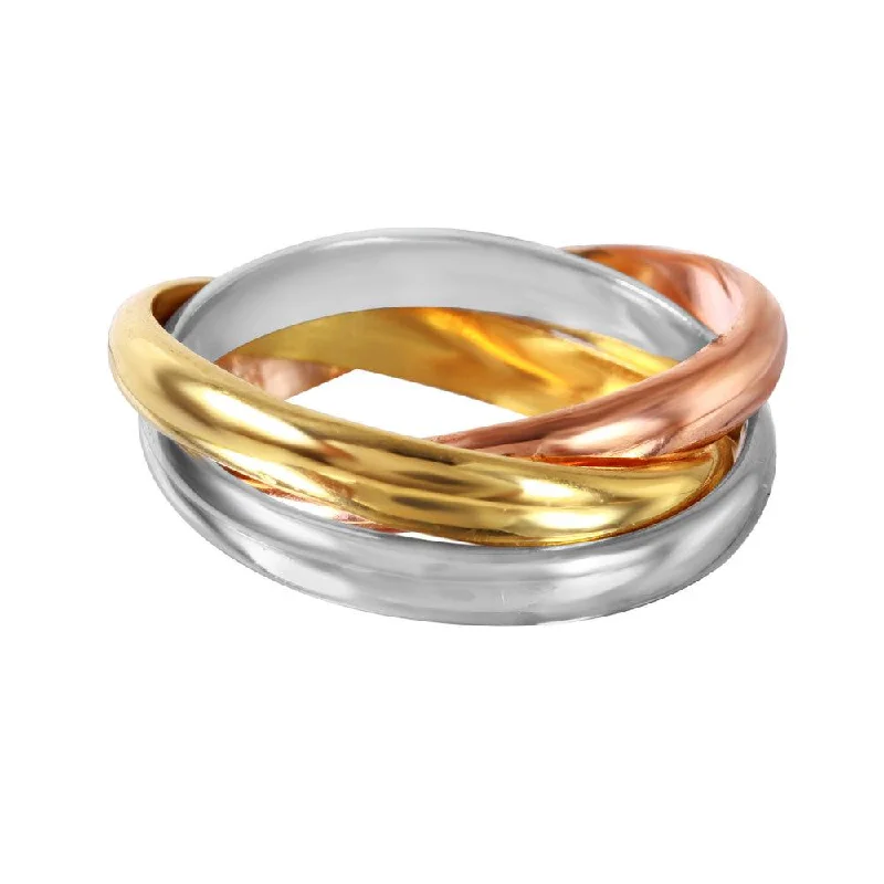 Silver 925 Rhodium, Gold, and Rose Gold Plated Movable Ring - STR00281