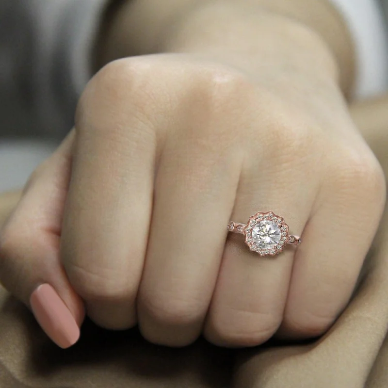 "The Madrid" Halo Semi-Mount Diamond Ring