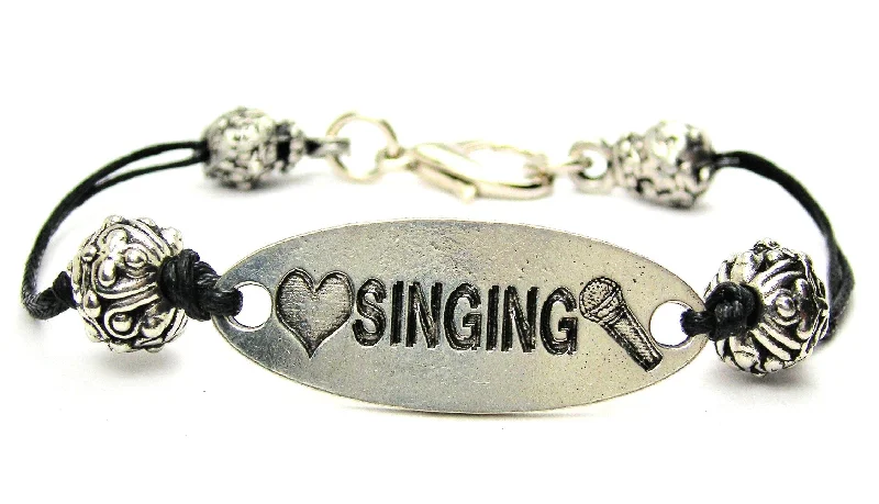 Love Singing Black Cord Connector Bracelet