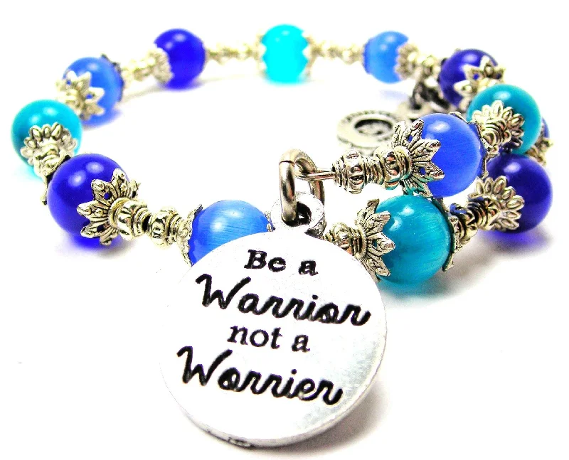 Be A Warrior Not A Worrier Cat's Eye Beaded Wrap Bracelet