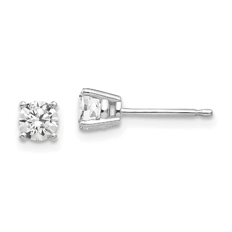 Curata 14k White Gold Post Earrings 4mm CZ Cubic Zirconia Earrings - 4x4mm Wide