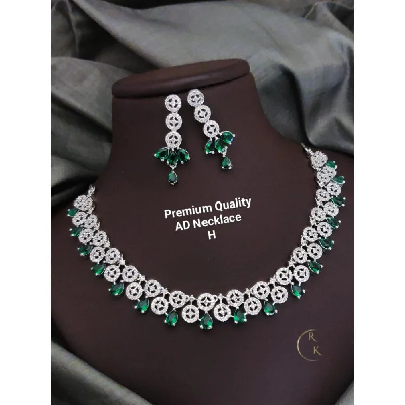 Akruti Collection Silver Plated AD Necklace Set