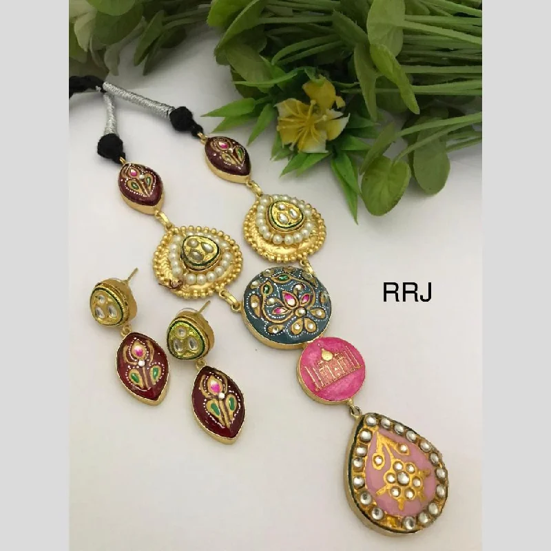 FS Collection Gold Plated Multi Color Necklace Set