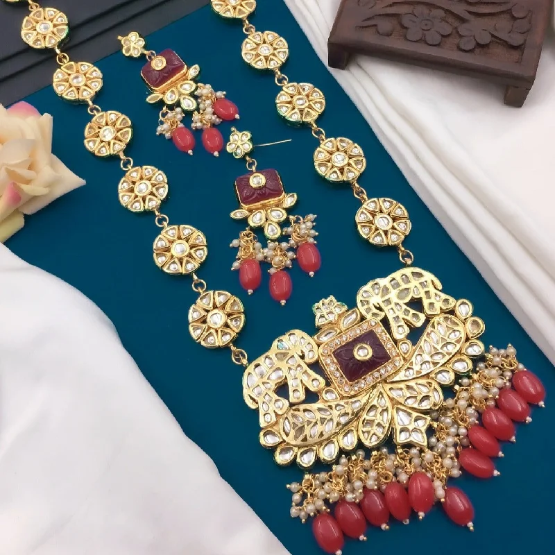 Shree Jai Sai Art Gold Plated Kundan Long Necklace Set