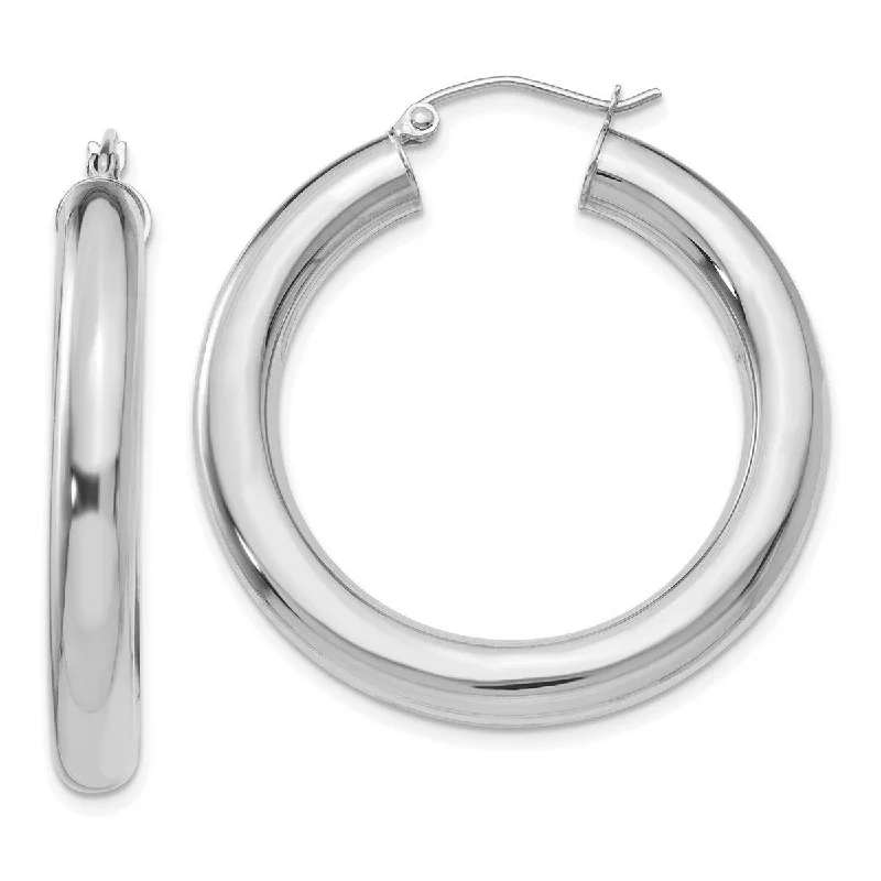 Curata 14k White Gold Polished 35x5mm Lightweight Hoop Earrings