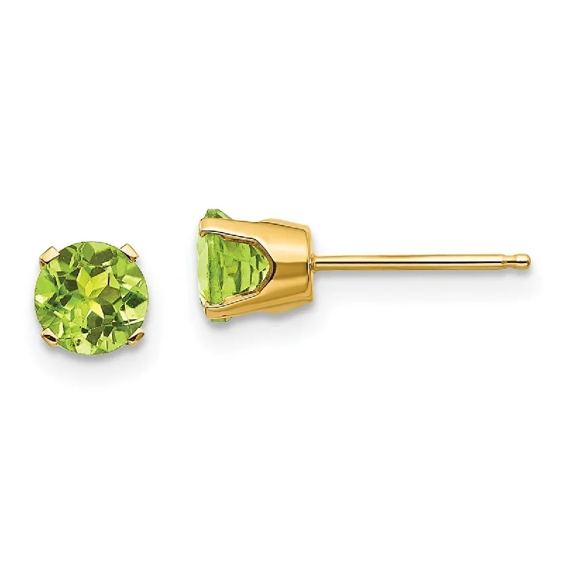 Curata 14k Yellow Gold Post 5mm Peridot Earrings August