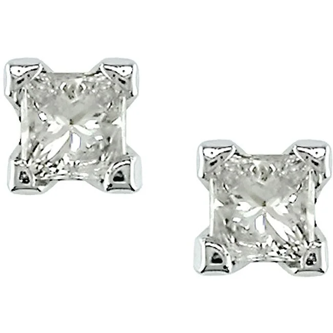 Miadora 14k Gold 1/4ct TDW Princess-cut Diamond Stud Earrings