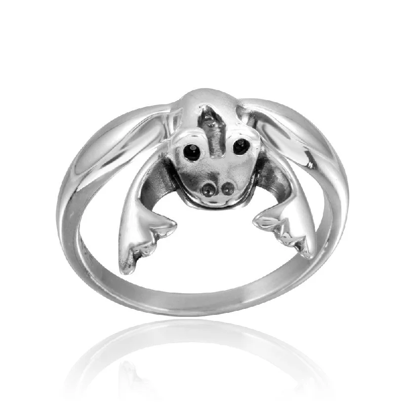 High Polished 925 Sterling Silver Frog Ring - CR00753