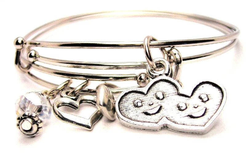 Happy Hearts Expandable Bangle Bracelet Set