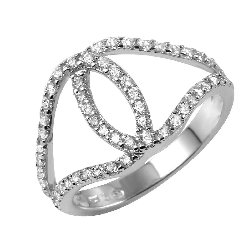 Silver 925 Rhodium Plated Open Entangling Hoop Ring - BGR00975