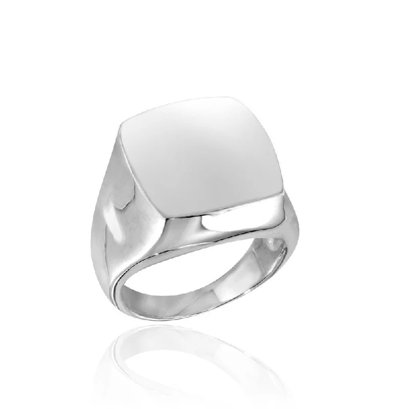 High Polished 925 Sterling Silver Square Dome Ring - CR00737