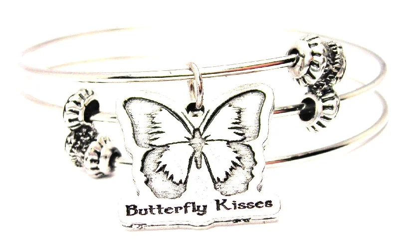 Butterfly Kisses Triple Style Expandable Bangle Bracelet