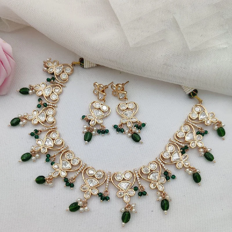 Jewel Addiction Gold Plated Polki Kundan Necklace Set