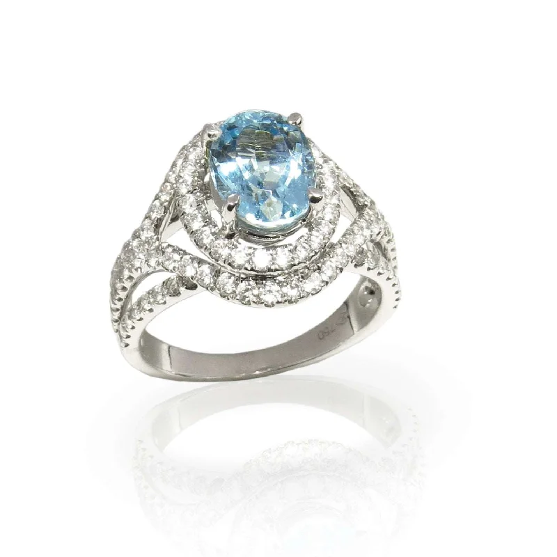 Aquamarine and Diamond Ring