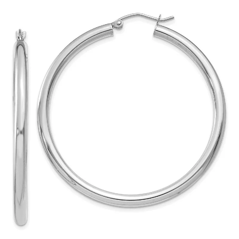 Curata 14k White Gold Polished 45x3mm Large Round Hoop Earrings