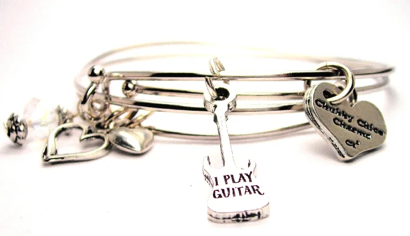 I Play Guitar Expandable Bangle Bracelet Set