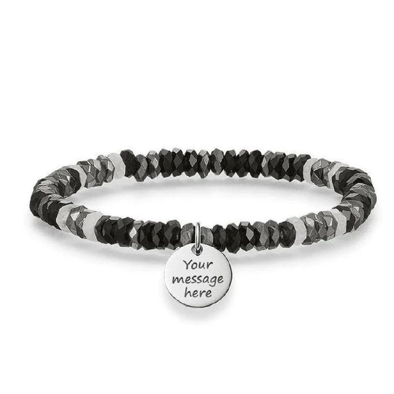 Engravable Black Bead Bracelet