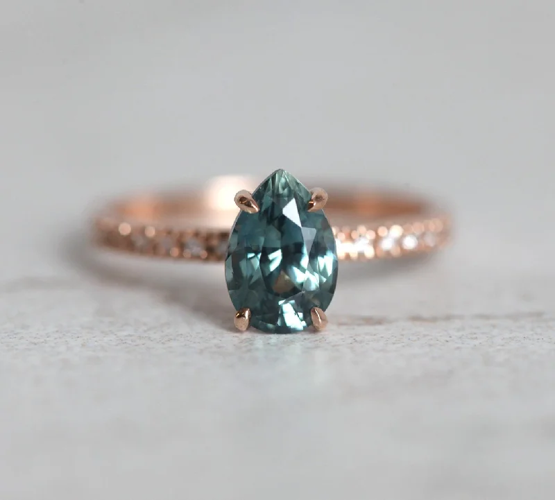 Gabriella Teal Sapphire Diamond Ring