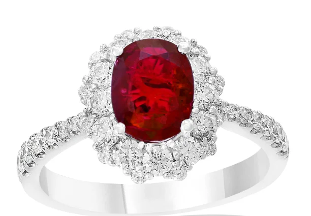 18K White Gold 1.02ct Ruby & 0.81cttw Diamond Ring Sz 6.5