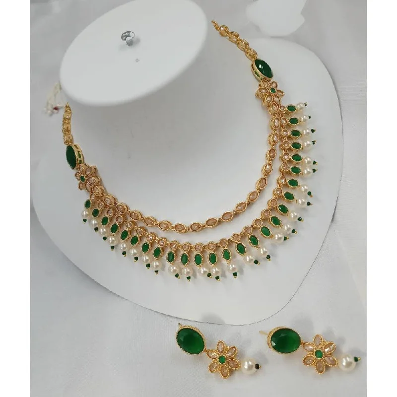 Akruti Collection Gold Plated Crystal Stone Necklace Set