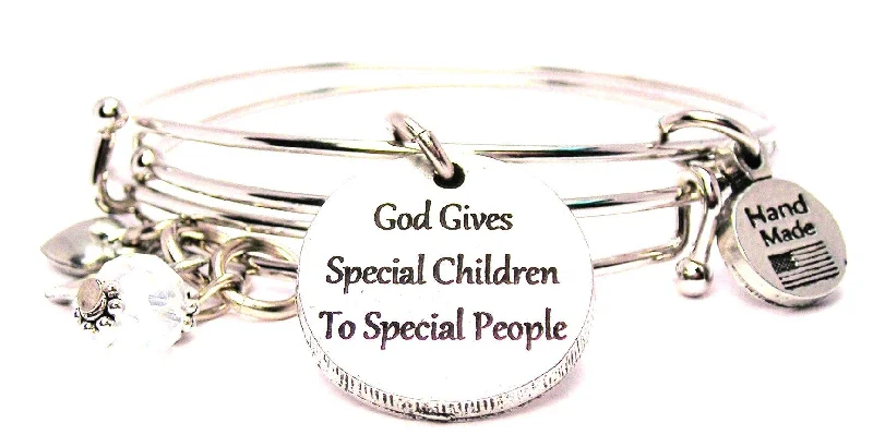 God Gives Special Children To Special People Expandable Bangle Bracelet Set