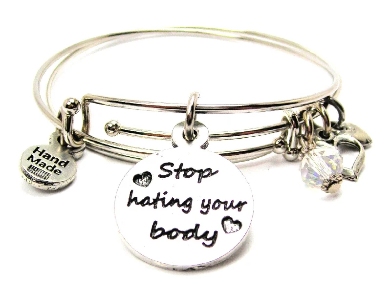 Stop Hating Your Body Expandable Bangle Bracelet Set