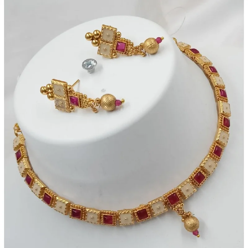 Akruti Collection Gold Plated Crystal Stone Necklace Set