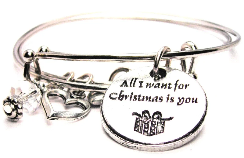 All I Want For Christmas Is You Expandable Bangle Bracelet Set