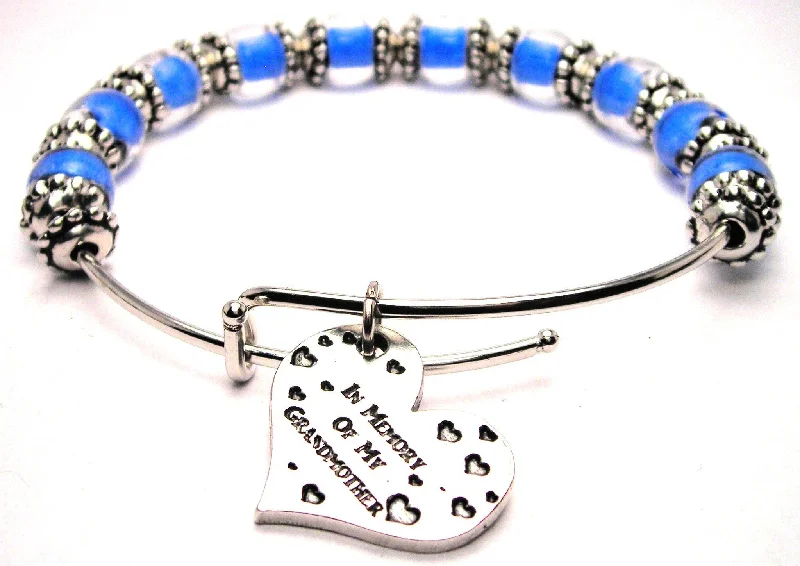 In Memory Of My Grandmother 9mm Glass Beaded Single Bracelet