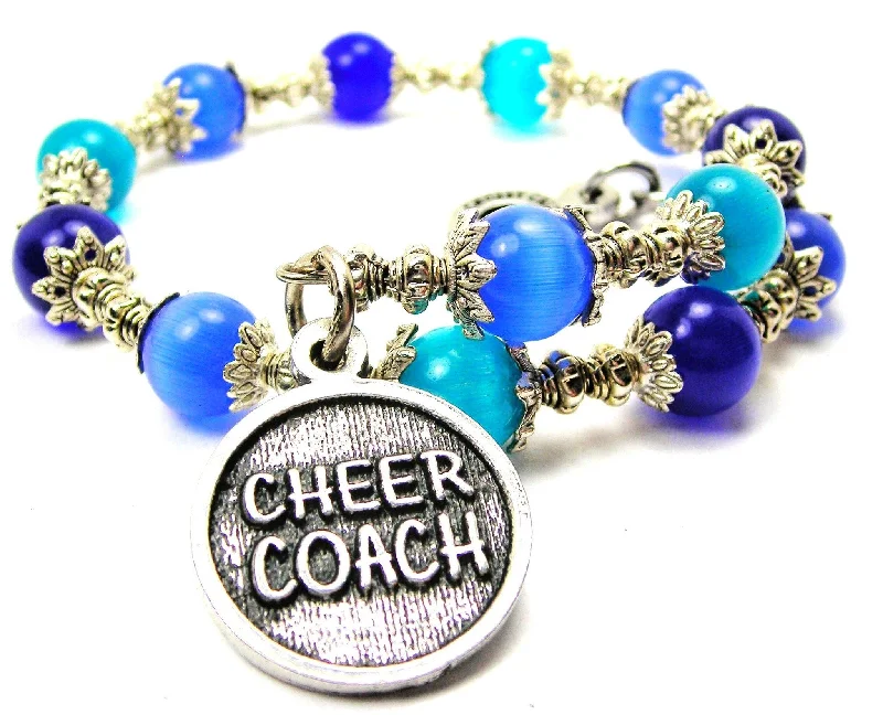 Cheer Coach Cat's Eye Beaded Wrap Bracelet