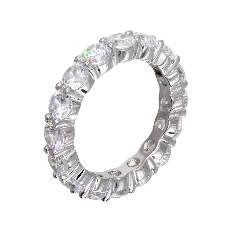 Rhodium Plated 925 Sterling Silver CZ Eternity Ring - STR01100