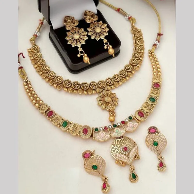 FS Collection Gold Plated Pota Stone Necklace Combo