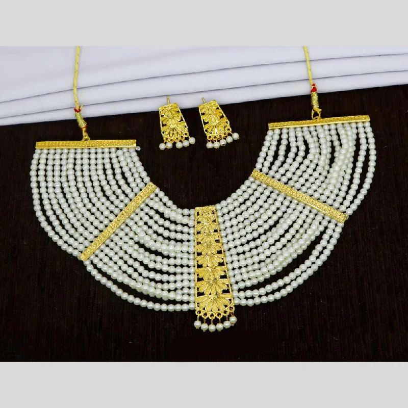 Mahavir Dye Gold Pearl Necklace Set