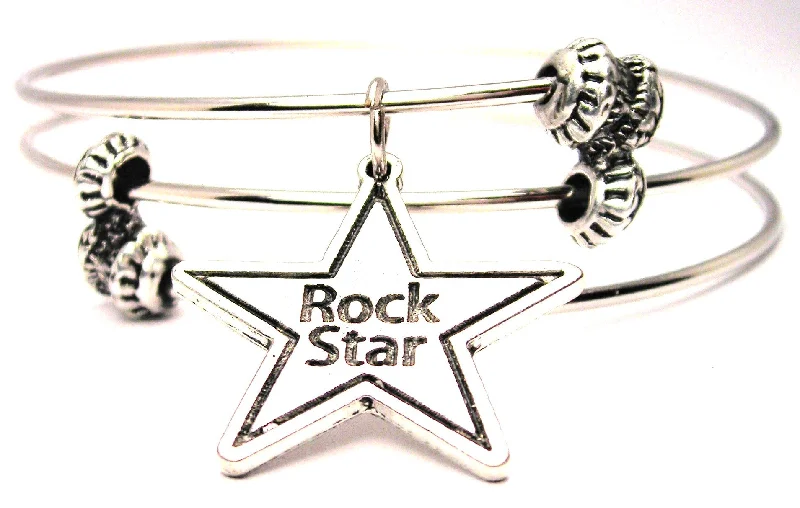 Rock Star Triple Style Expandable Bangle Bracelet