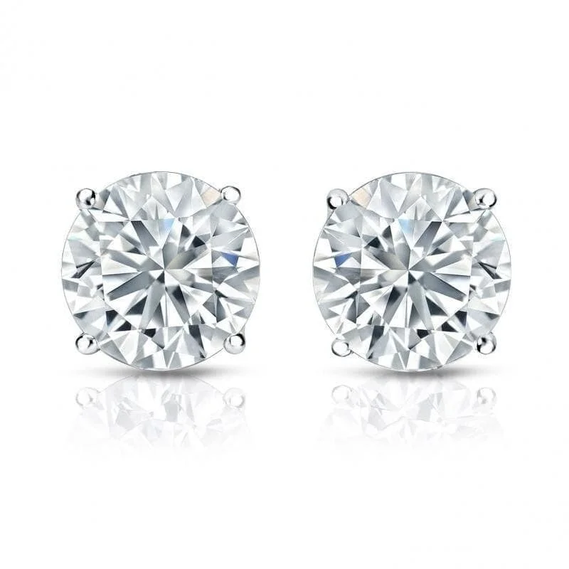 Auriya 14k Gold Round Diamond Stud Earrings 1 1/2ctw Certified