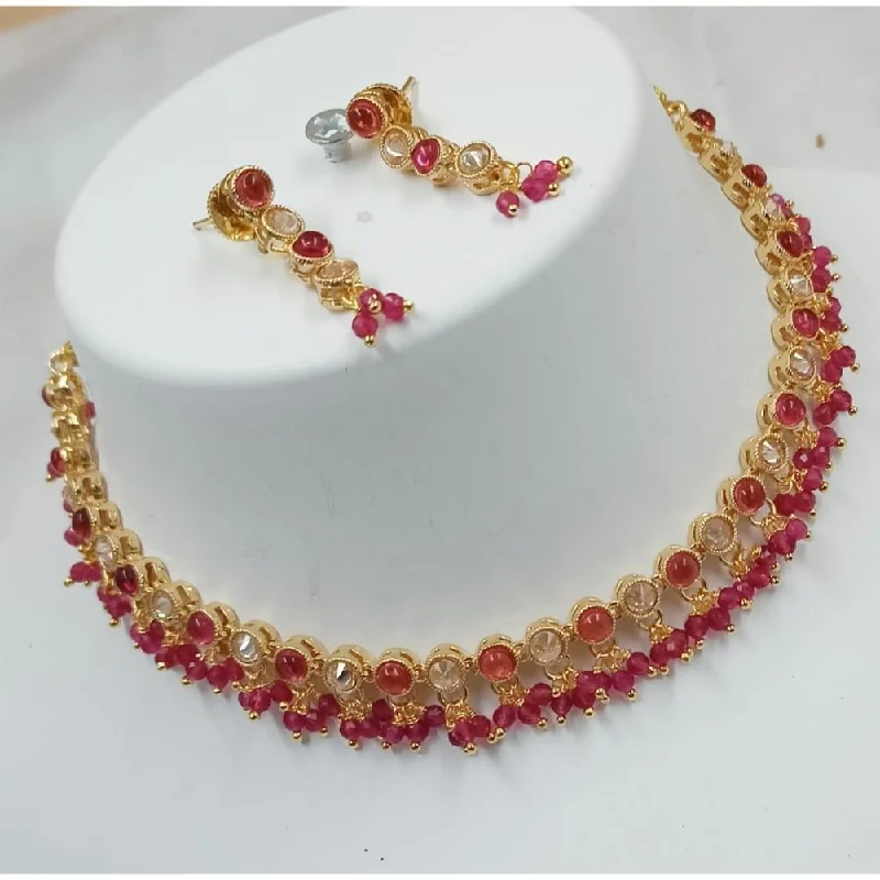 Akruti Collection Gold Plated Crystal Stone Necklace Set