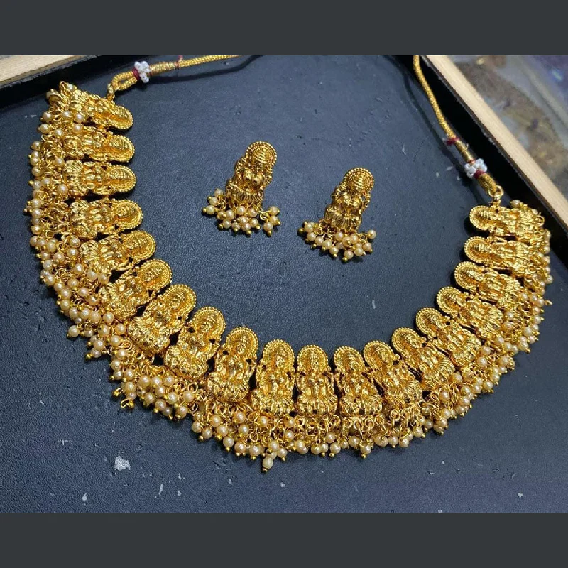 Kavita Art Gold Plated Pearls Temple Necklace Set