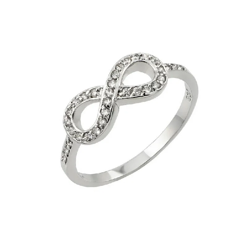 Silver 925 Rhodium Plated Clear CZ Infinity Ring - BGR00827