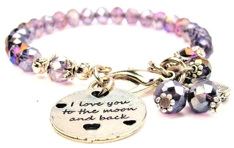 I Love You To The Moon And Back With Hearts Splash Of Color Crystal Bracelet